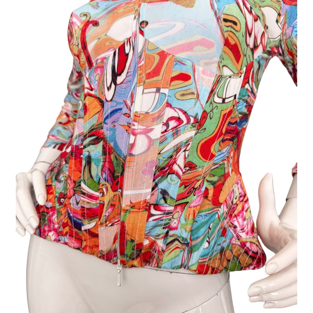 Alberto Makali Vintage Y2K Zip Jacket Artsy Colorful Graphic Print - Picture 5 of 5